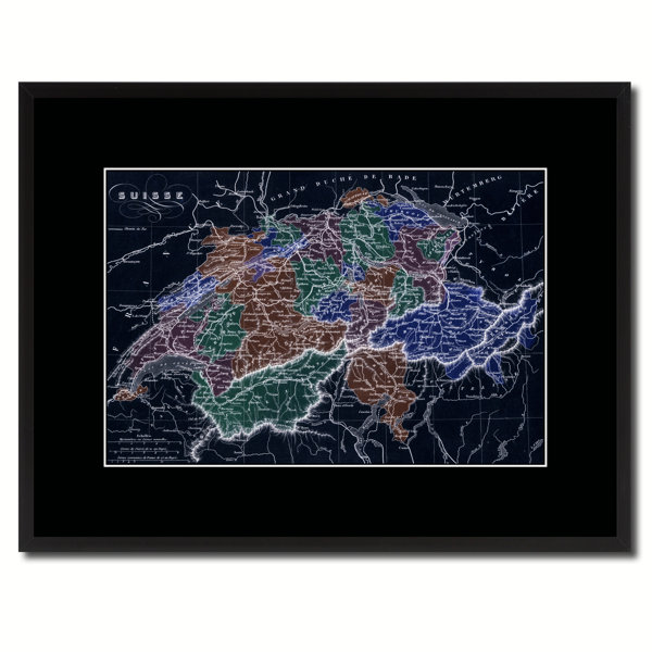 17 Stories Switzerland Vivid Map Framed On Canvas Print Wayfair